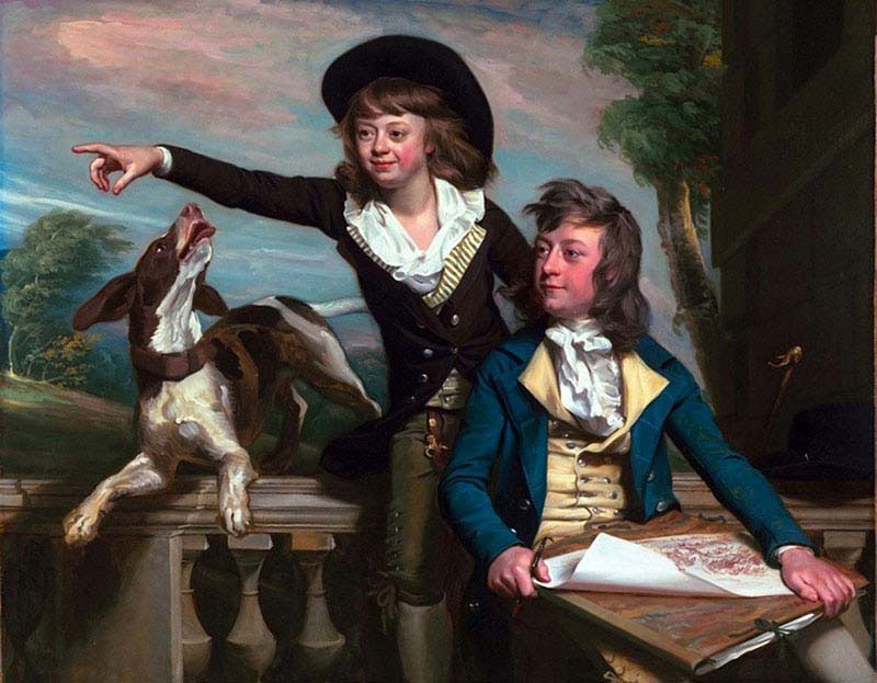 Two Youths and a Dog